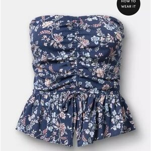 torrid Navy Floral Strapless Top Size 3 (22-24)
